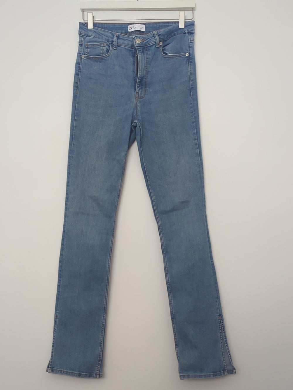 Zara Light Blue Straight Jeans with Side Slit